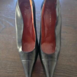 Classic Black Pointed-Toe Pumps with Red Interior